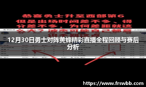12月30日勇士对阵黄蜂精彩直播全程回顾与赛后分析